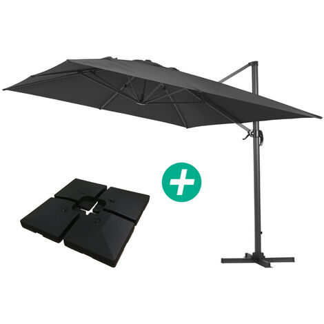 Parasol Lateral de jardín en aluminio - Sun 4- Rectangular- 3 x 4 m - lastre incluido
