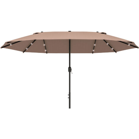 Parasol LED en forme d'olive avec manivelle, 440 × 260 cm, couleur kaki