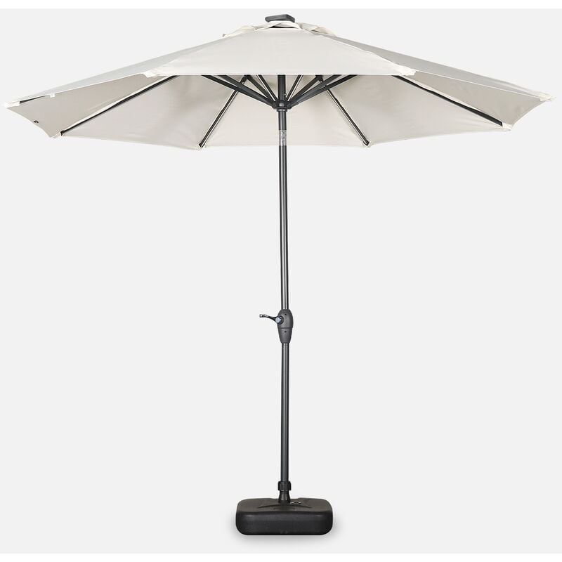 

Sombrilla jardin led, parasol redondo, mástil central, Crudo, Ø270cm, Helios - Crudo