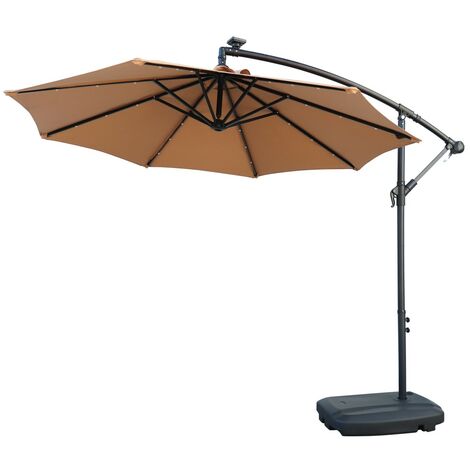 Parasol LED solar integrado + Base Netspa para Spa - 250x250cm - 100% Poliéster Impermeable 250g - 10,2 kg - Beige + Base 60L