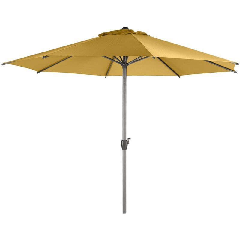 Parasol droit rond Loompa jaune moutarde 3m en aluminium - Hespéride