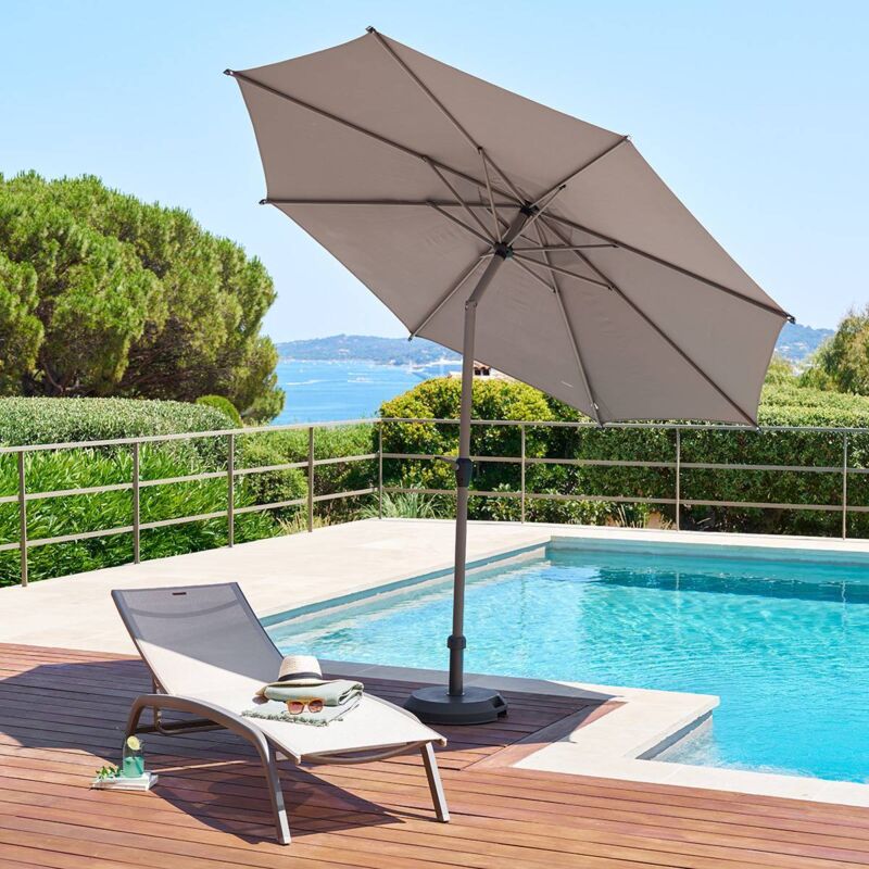Parasol droit rond inclinable Loompa 3m café - Hespéride