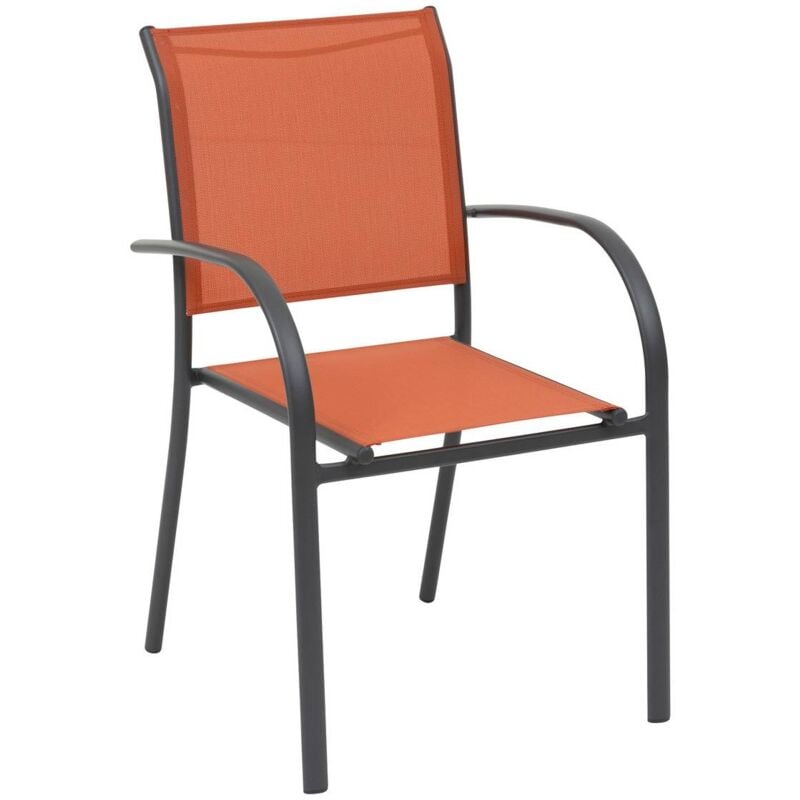 Fauteuil de jardin empilable Piazza ambre & graphite en aluminium traité en epoxy - Hespéride