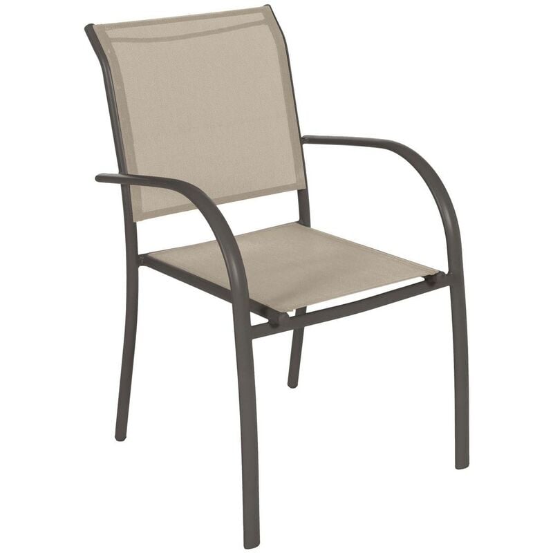 Fauteuil de jardin empilable Piazza lin & tonka en aluminium traité époxy - Hespéride