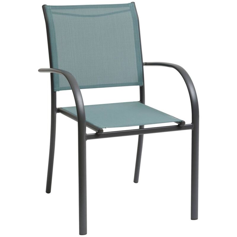 Fauteuil de jardin empilable Piazza vert jade & graphite en aluminium traité époxy - Hespéride