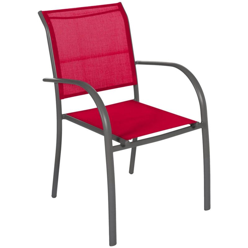 Fauteuil de jardin empilable Piazza grenade & graphite en aluminium traité époxy - Hespéride