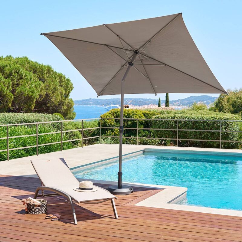 Parasol droit rectangulaire inclinable Loompa 3x2m café - Hespéride