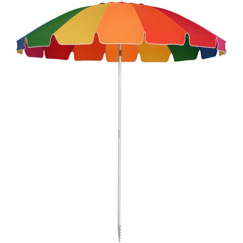 Parasol inclinable rond ø 220 cm tissu polyester haute densité anti-UV mât démontable alu sac de transport inclu multicolore