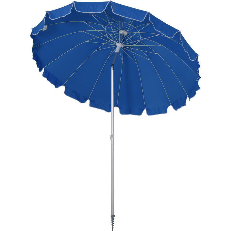 Parasol inclinable rond ø 220 cm tissu polyester haute densité anti-UV mât démontable alu sac de transport inclus bleu - Bleu