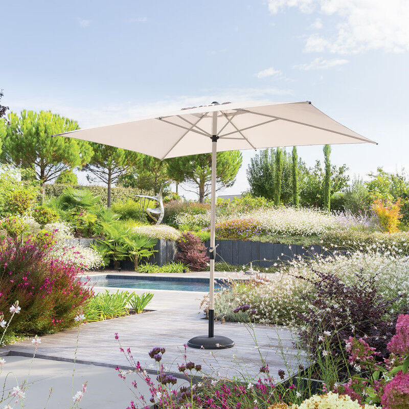 Parasol mat central 2x3 m Loompa argile / blé Hespéride