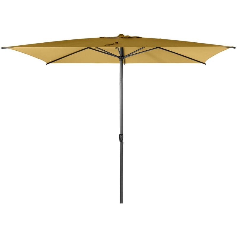 Parasol droit rectangulaire Loompa jaune moutarde 3x2m en aluminium - Hespéride - Jaune moutarde