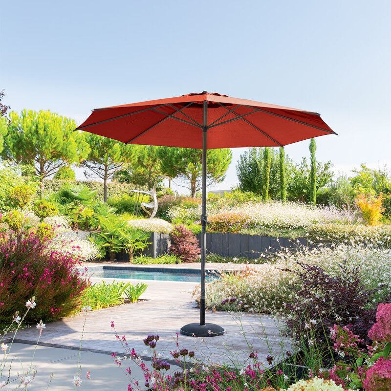 Hesperide - Parasol mat central rond 3m Loompa ambre Hespéride