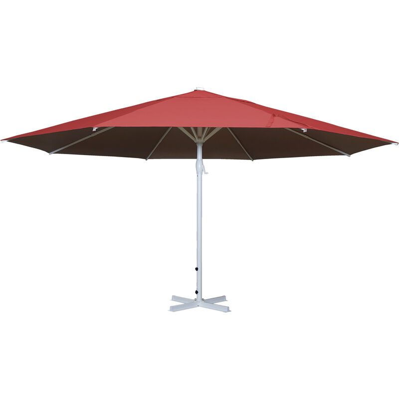 Jamais utilisé] Parasol Meran ii, gastronomie, parasol pour marché,Ø 5m polyester, poteau alu blanc 28 kg rouge sans support - red