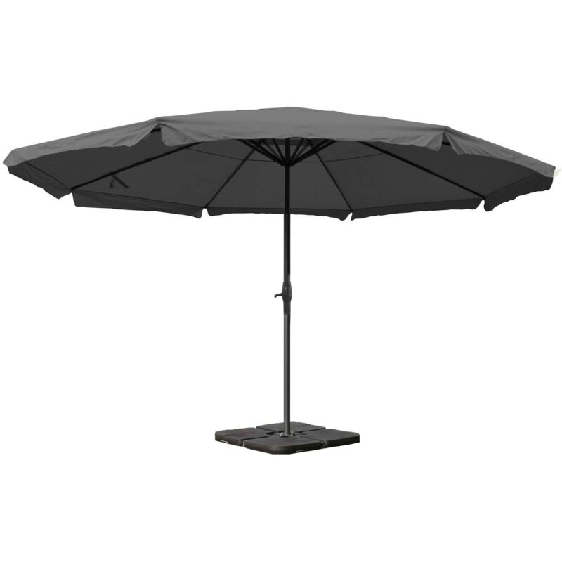 Parasol Meran Pro, gastronomie, parasol pour marché avec volantsØ 5m polyester/alu 28 kg-anthracite avec socle