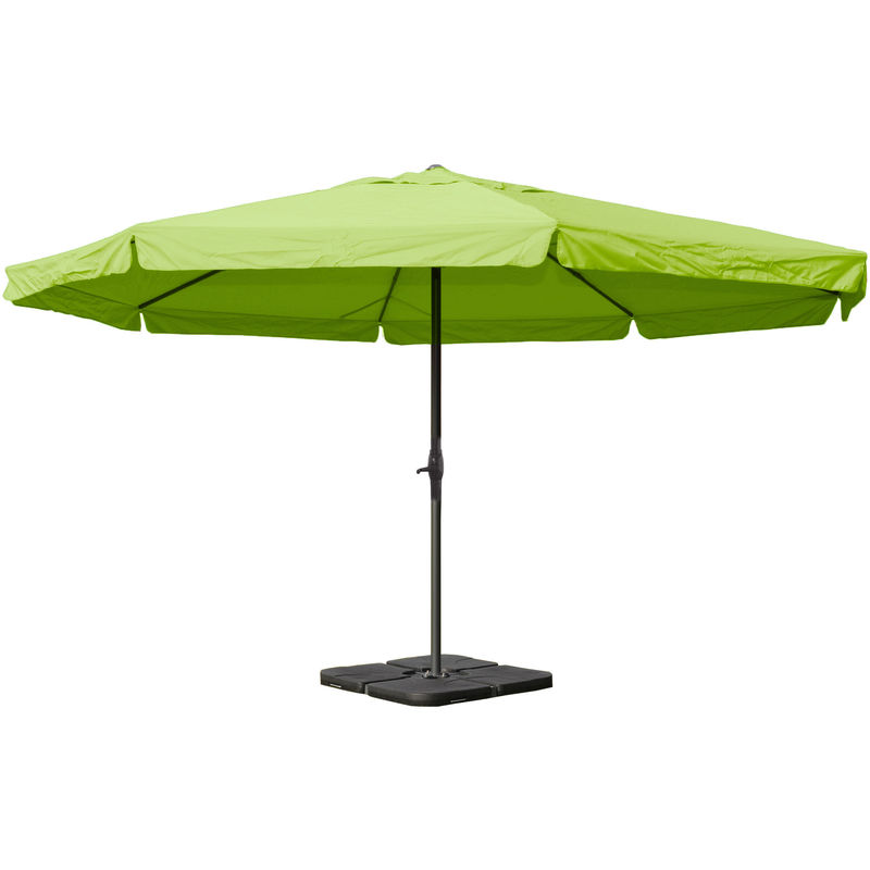 Parasol en aluminium Meran Pro, gastronomie, marché, avec volant, ø 5m vert avec pied - green