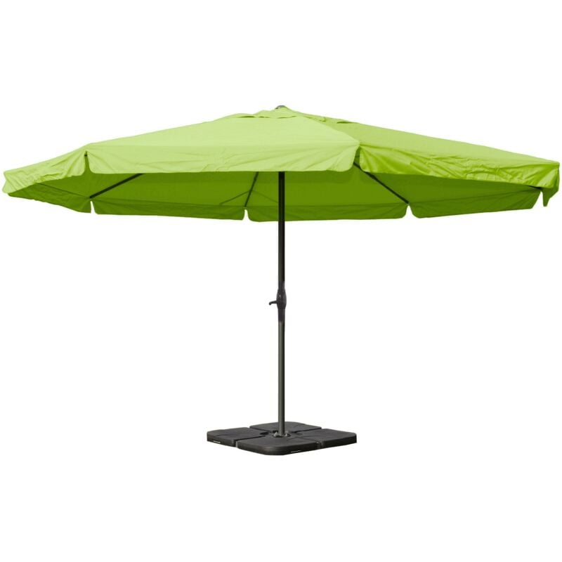 Parasol en aluminium Meran Pro, gastronomie, marché, avec volant, ø 5m, vert avec pied