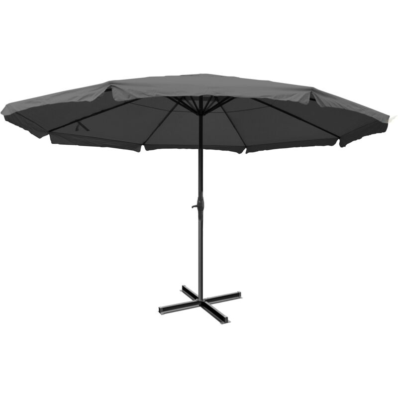 Parasol Meran Pro, parasol pour marché avec volants ø 5m polyester/alu 28 kg, anthracite sans socle