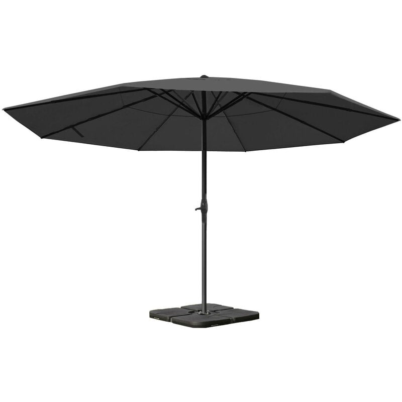 Parasol Meran Pro, parasol pour marché sans volants, ø 5m polyester/alu 28 kg - anthracite avec socle