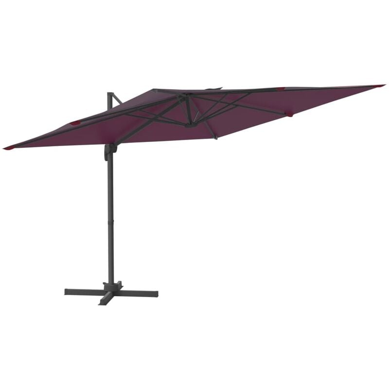 Parasol meuble de jardin déporté avec mât en aluminium 400 x 300 cm bordeaux - Bordeaux