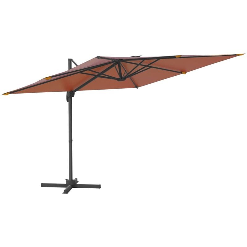 Helloshop26 - Parasol meuble de jardin déporté avec mât en aluminium 400 x 300 cm orange - Or