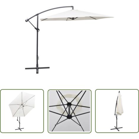 Parasol meuble de jardin en porte-à-faux 3 m blanc sable