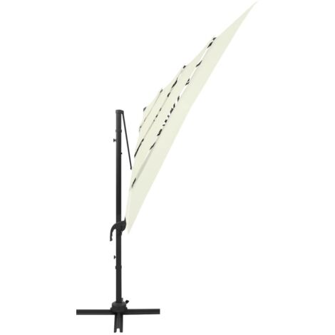 Parasol mobilier de jardin à 4 niveau x avec mât en aluminium 250 x 250 cm sable