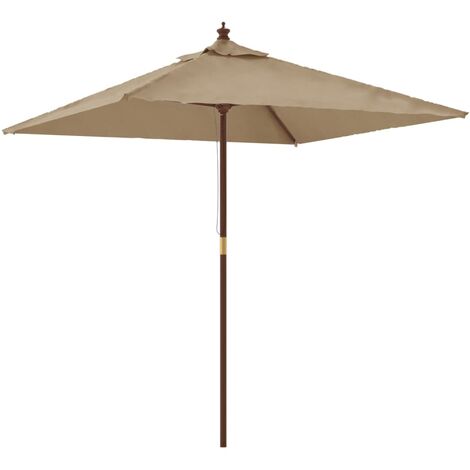 Parasol mobilier de jardin avec mât en bois 198 x 198 x 231 cm taupe