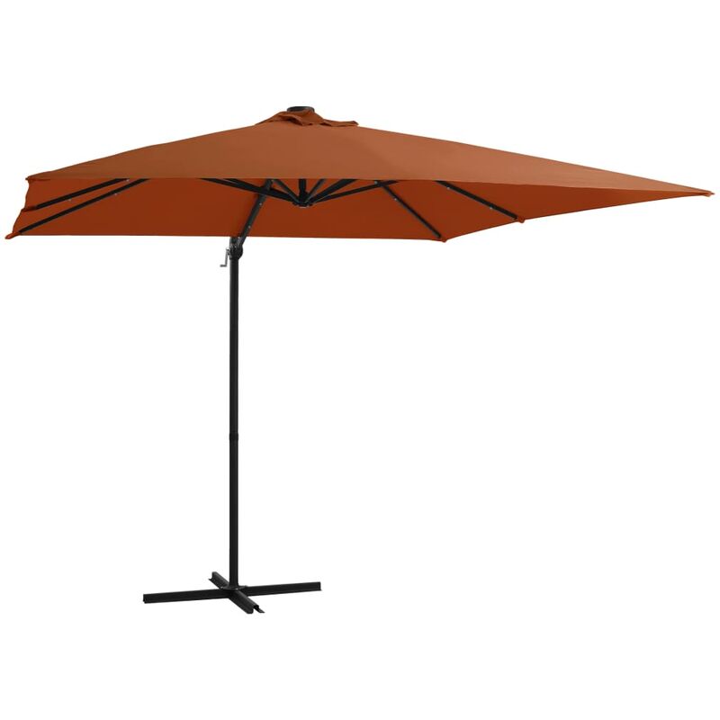 Parasol mobilier de jardin déporté avec lumières led 250 x 250 cm orange