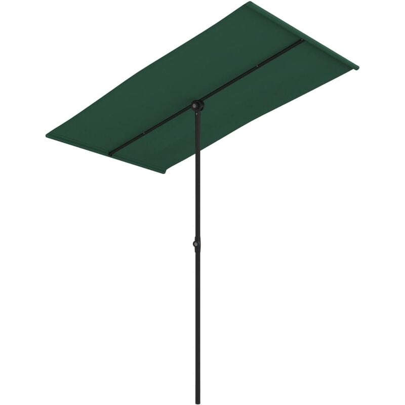 Parasol mobilier de jardin d'extérieur avec mât en aluminium 180 x 130 cm vert
