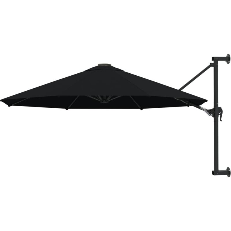 Vidaxl - Parasol mural avec mât en métal 300 cm Noir