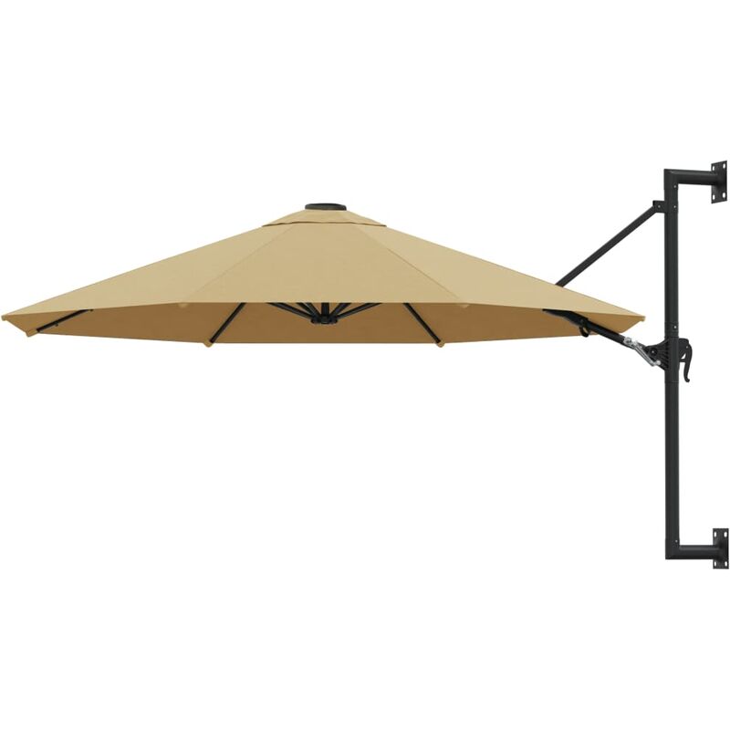 Parasol mural avec mât métallique 300 cm Taupe