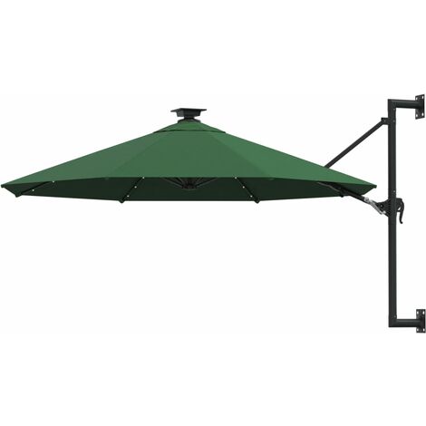 Parasol mural avec mât métallique et led 300 cm vert