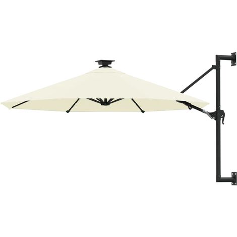Parasol mural avec mât métallique et LED 300cm Sable