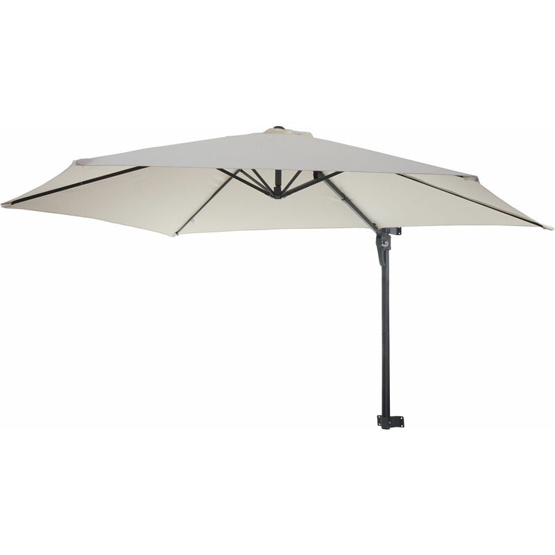 Jamais utilisé] Parasol de mur Casoria, parasol déporté pour balcon ou terrasse, 3m inclinable, crème