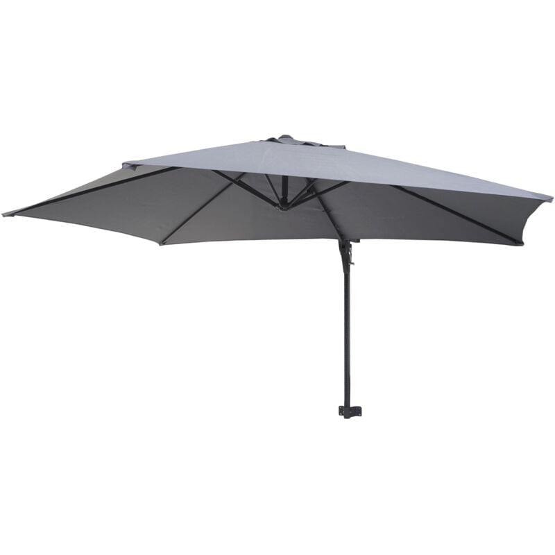 [JAMAIS UTILISÉ] Parasol mural Casoria, parasol déporté pour le balcon, 3m, inclinable, gris