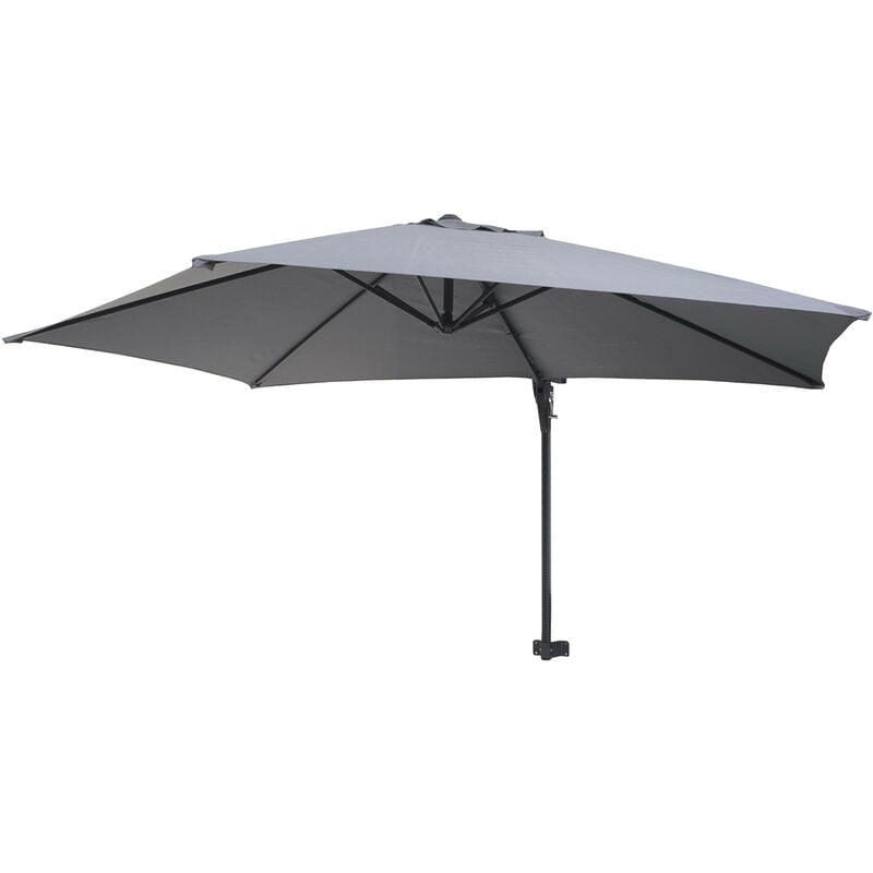 Parasol mural Casoria, parasol déporté pour le balcon, 3m, inclinable gris