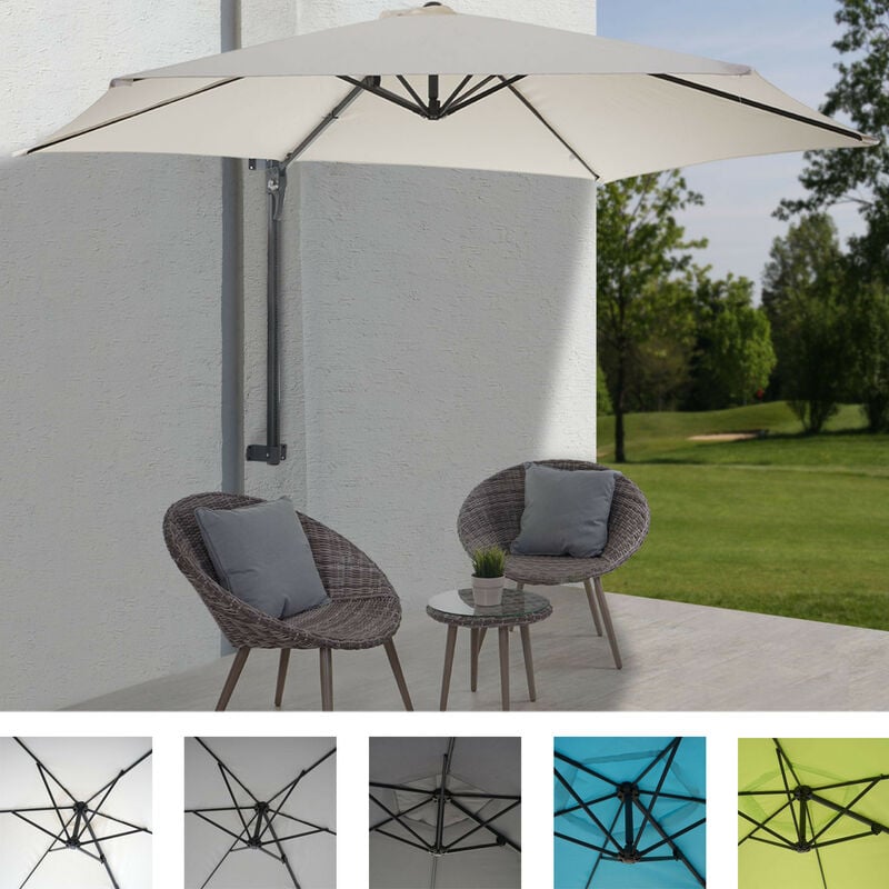 Parasol mural Casoria, parasol déporté pour le balcon, 3m, inclinable turquoise
