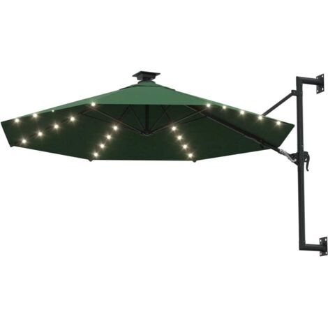 Parasol mural de jardin，Parasol d'extérieur avec LED 300 cm vert CFW83040