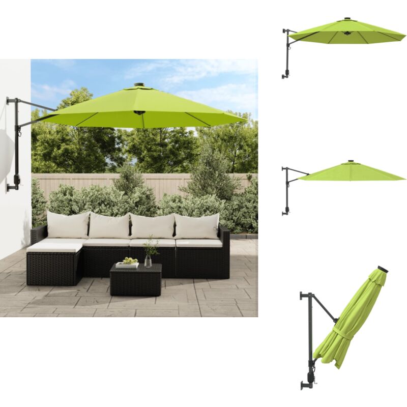 Parasol mural pomme verte 290 cm - Parasol Mural - Parasol Extérieur - Parasol Jardin - Ombrage Solaire - Parasol Vert