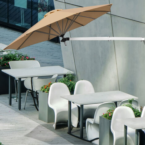 Parasol Mural Porte-à-Faux 247 cm Mât Réglable Inclinable Évent Marron CW78020