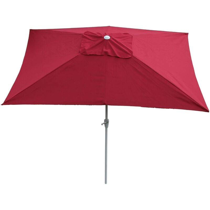 Parasol en aluminium N23, 2x3m, rectangulaire, inclinable, inoxydable, bordeaux