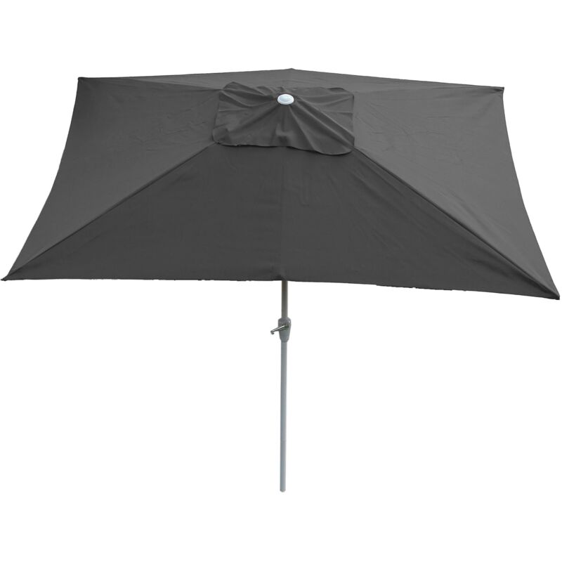 Parasol n 23, Parasol de jardin, 2x3m, rectangulaire, inclinable, Polyester/Alu 4,5kg, anthracite