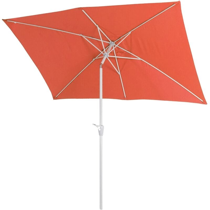 Parasol N23, parasol de jardin, 2x3m rectangulaire inclinable, polyester/aluminium 4,5kg, terracotta