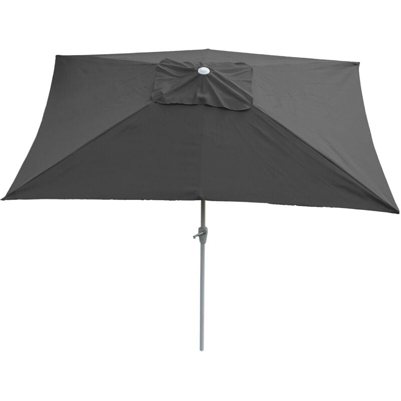 Jamais utilisé] Parasol n 23, Parasol de jardin, 2x3m, rectangulaire, inclinable, Polyester/Alu 4,5kg, anthracite