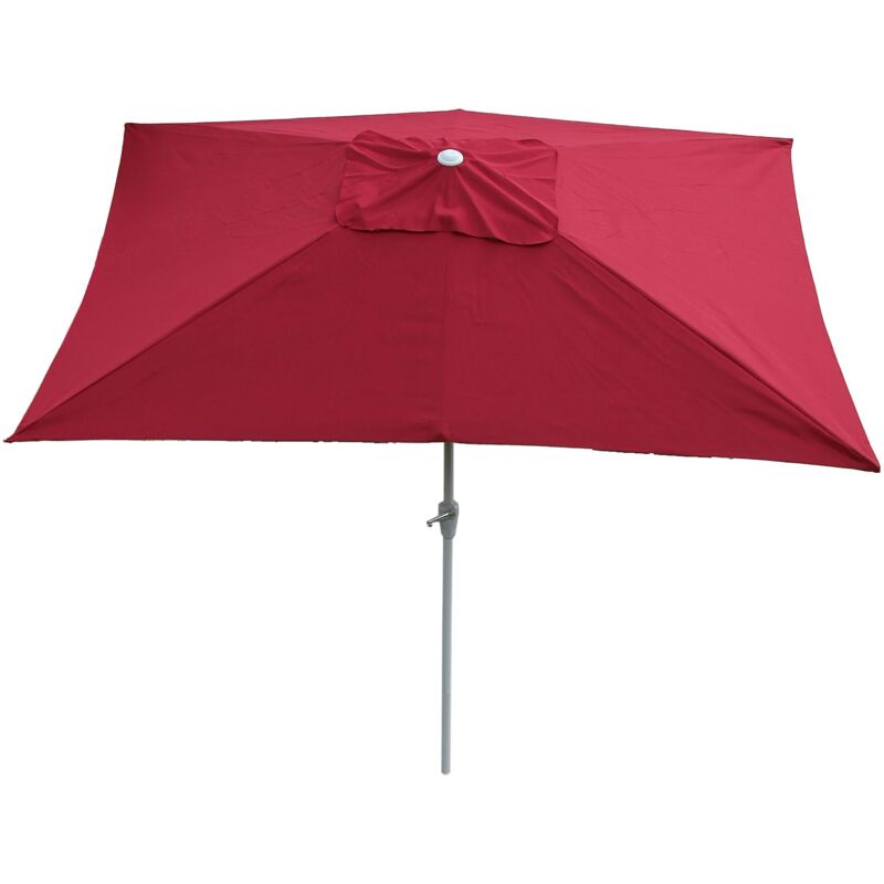 Jamais utilisé] Parasol en aluminium N23, 2x3m, rectangulaire, inclinable, inoxydable, bordeaux
