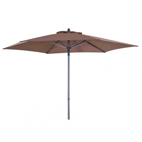 Parasol Octogonal de Aluminio Habitex ø210x210 cm con Mástil ø32 mm  Estructura de 6 Varillas  Color Marrón