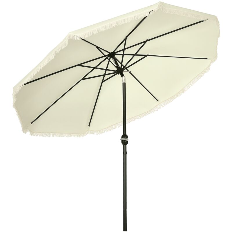 Parasol octogonal inclinable ø 2,68 x 2,32H m mât acier noir polyester haute densité 180 g/m² crème