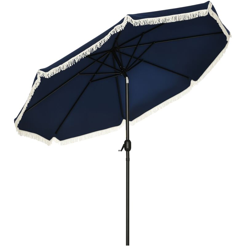 Parasol octogonal inclinable ø 2,68 x 2,32H m mât acier noir polyester haute densité 180 g/m² bleu nuit