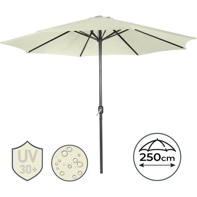 Miadomodo - Parasol Octogonal - Diamètre 2,5 m, Protection uv 30+, Polyester, Manivelle, Beige - Parasol de Jardin, Terrasse, Balcon - Beige