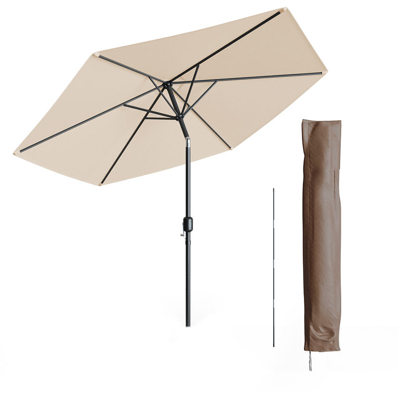 Oskar-store - Parasol de jardin 270cm Beige avec housse de protection Oskar